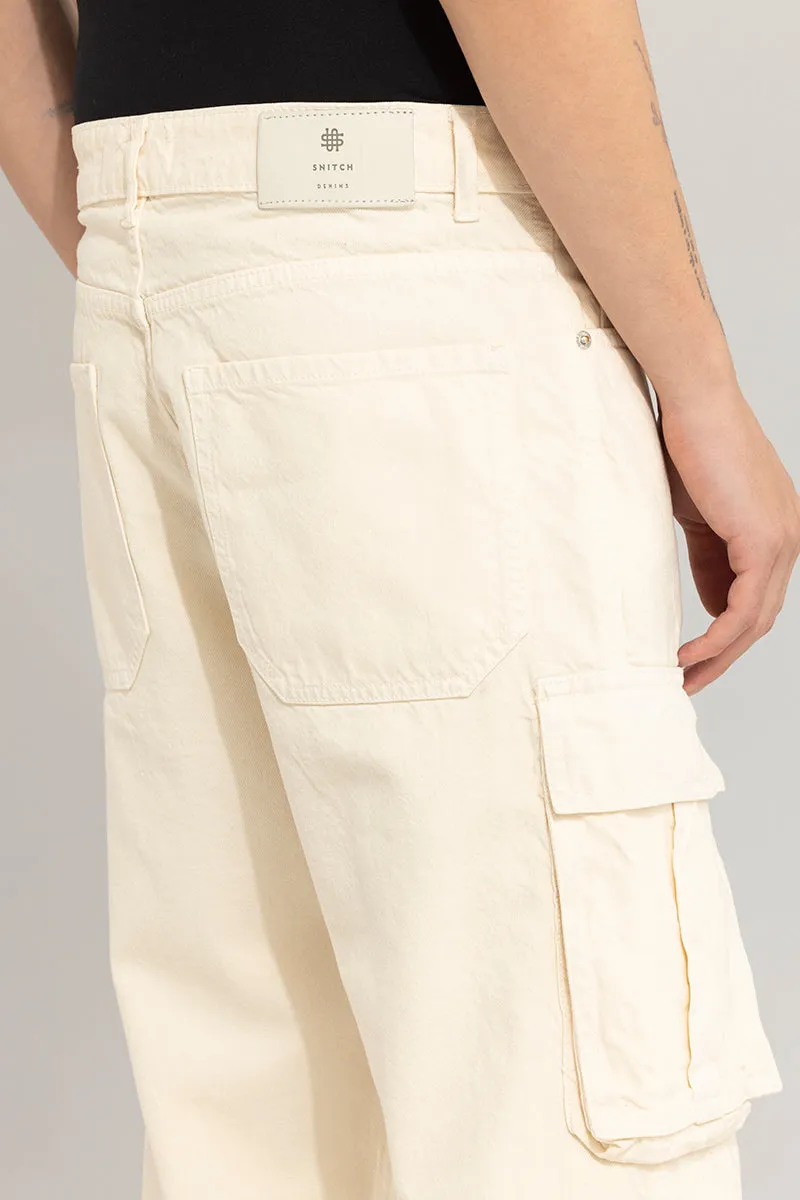 Adventure-Ready Cream Cargo Jeans