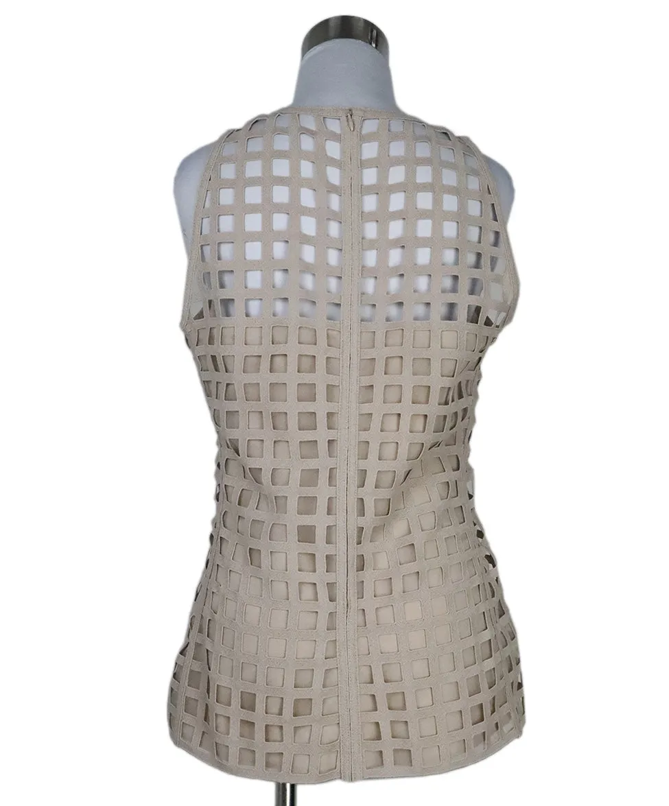 Akris Beige Cutwork Top sz 8