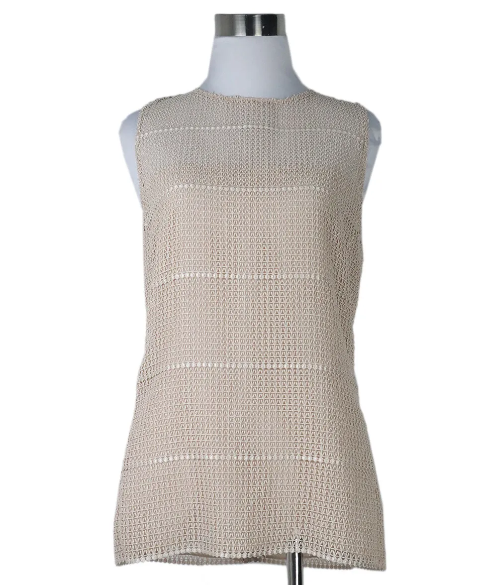 Akris Beige Woven Top sz 6