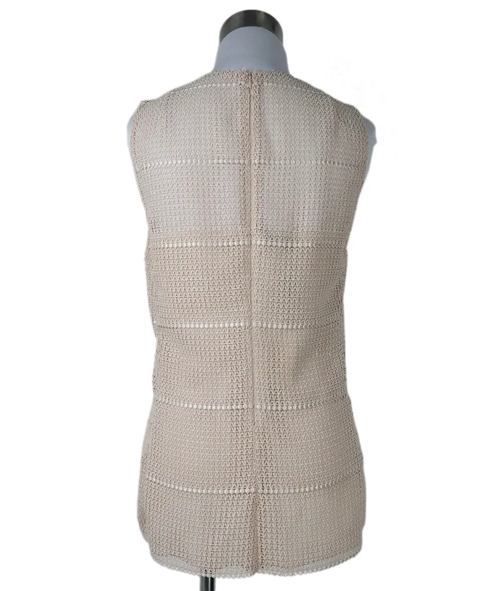 Akris Beige Woven Top sz 6