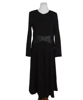 Akris Black Dress w/ Leather Trim sz 10