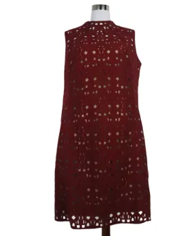 Akris Burgundy & Nude Cutwork Dress sz 14