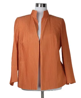 Akris Pleated Orange Silk Jacket sz 12