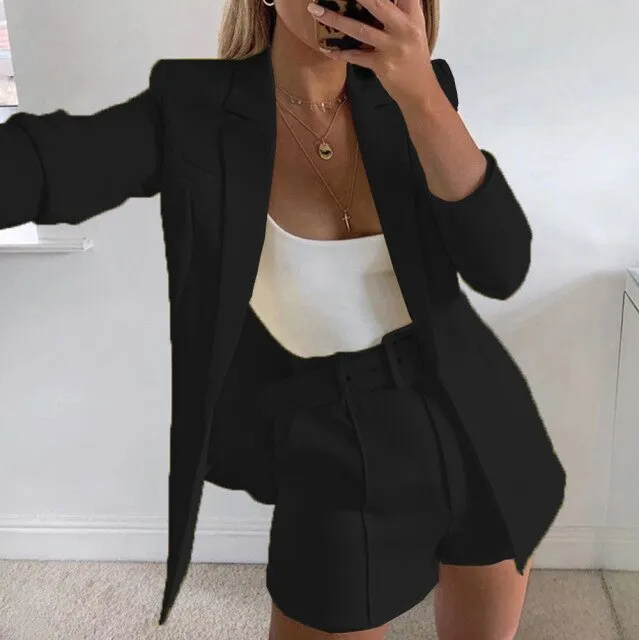 AshoreShop  Womens 2 Piece Blazer Chic Office or Casual 2 Piece Set Suit