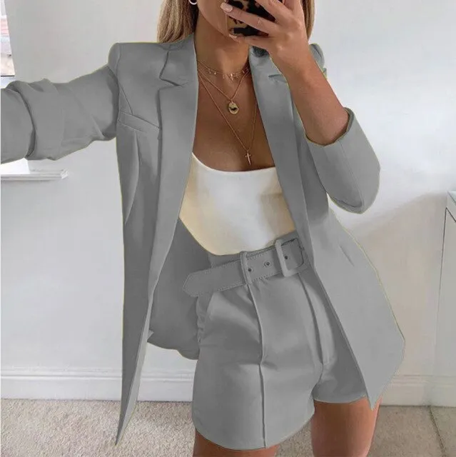 AshoreShop  Womens 2 Piece Blazer Chic Office or Casual 2 Piece Set Suit