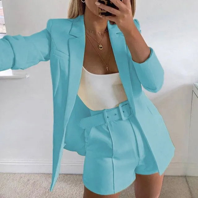 AshoreShop  Womens 2 Piece Blazer Chic Office or Casual 2 Piece Set Suit