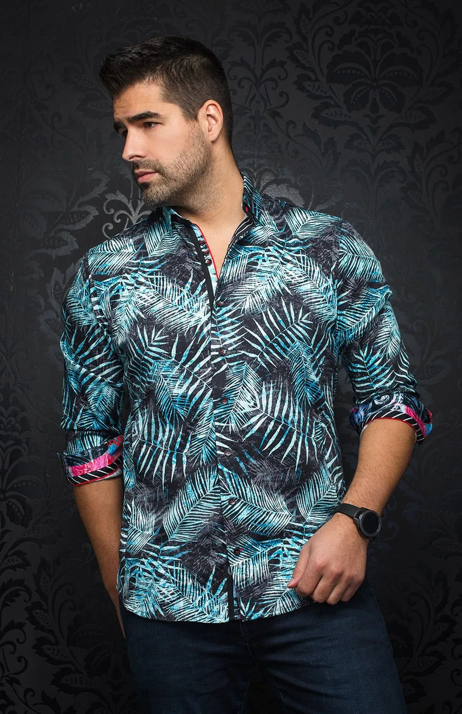 Au Noir Stretch Shirt | Areca Turquoise