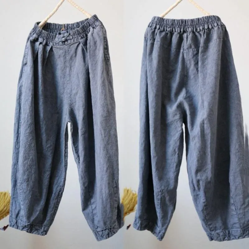 Babakud Cotton Linen Old Dyed Casual Women Pants