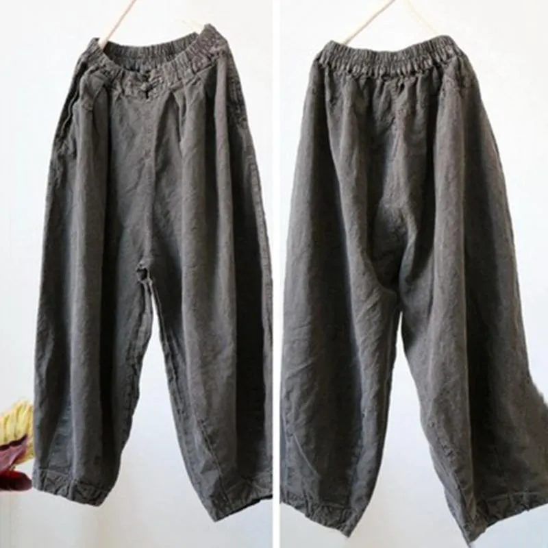 Babakud Cotton Linen Old Dyed Casual Women Pants