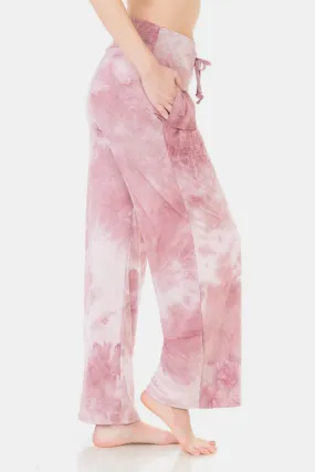 Buttery Soft Printed Drawstring Pants Pink