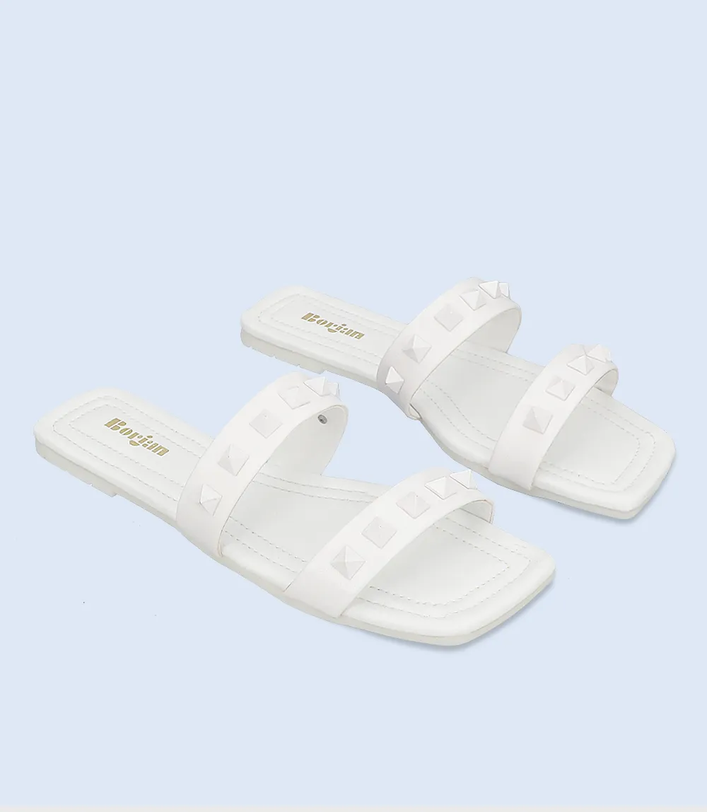 BW8133-WHITE-Women Casual Slipper