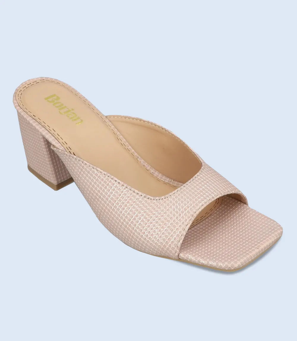 BW9358-TEA PINK-Women Casual Slipper Heels