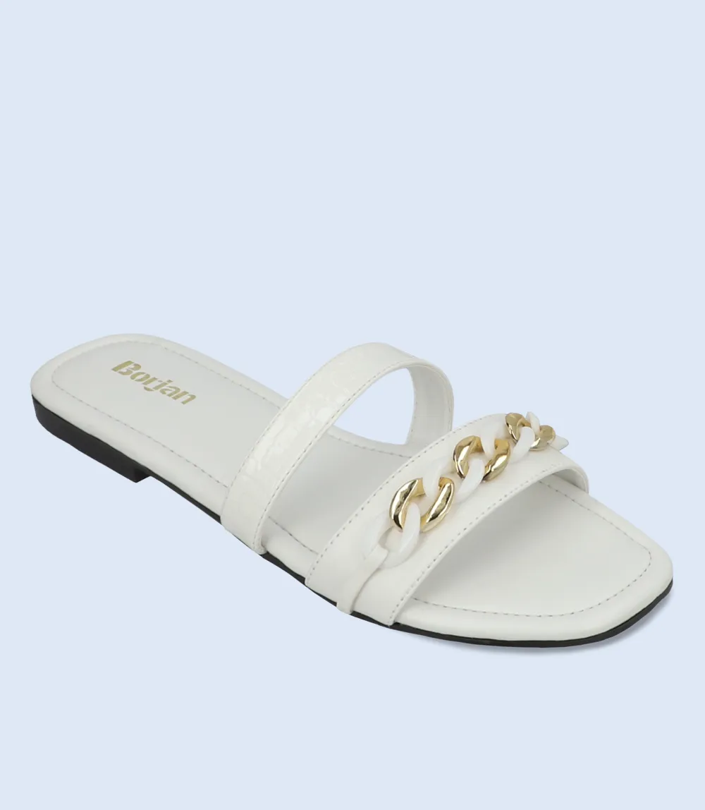 BW9423-WHITE-Women Slipper