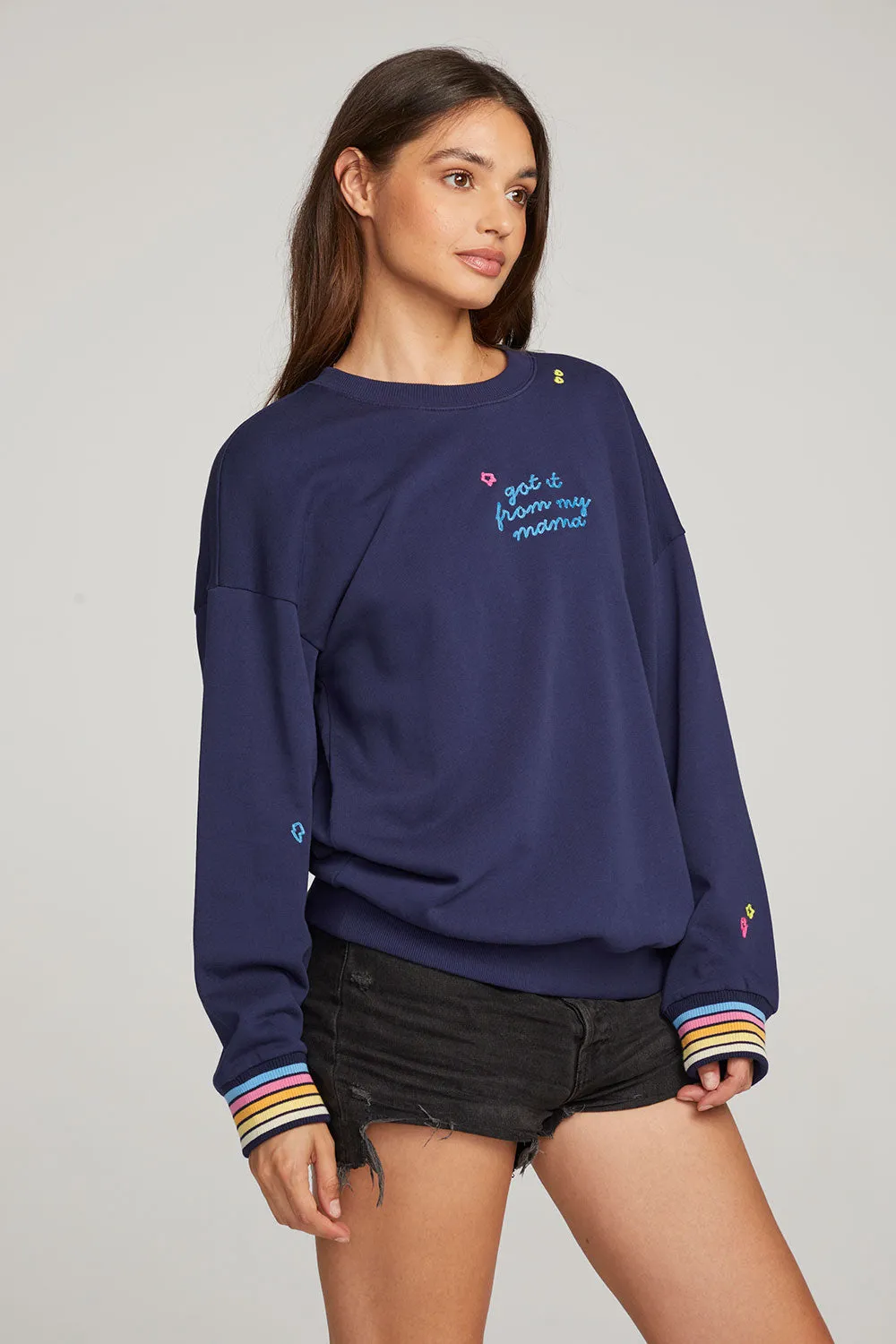 Chaser Mama Embroidery Women's Pullover