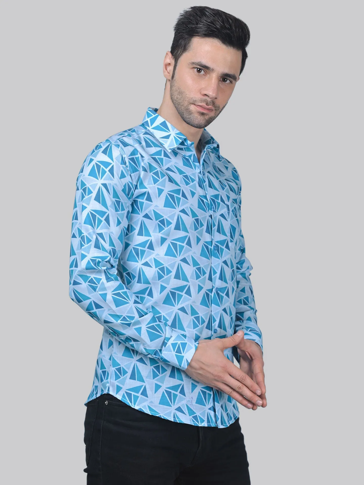 Chic-industrial Men's Printed Full Sleeve Cotton Button-Up Shirt for Men