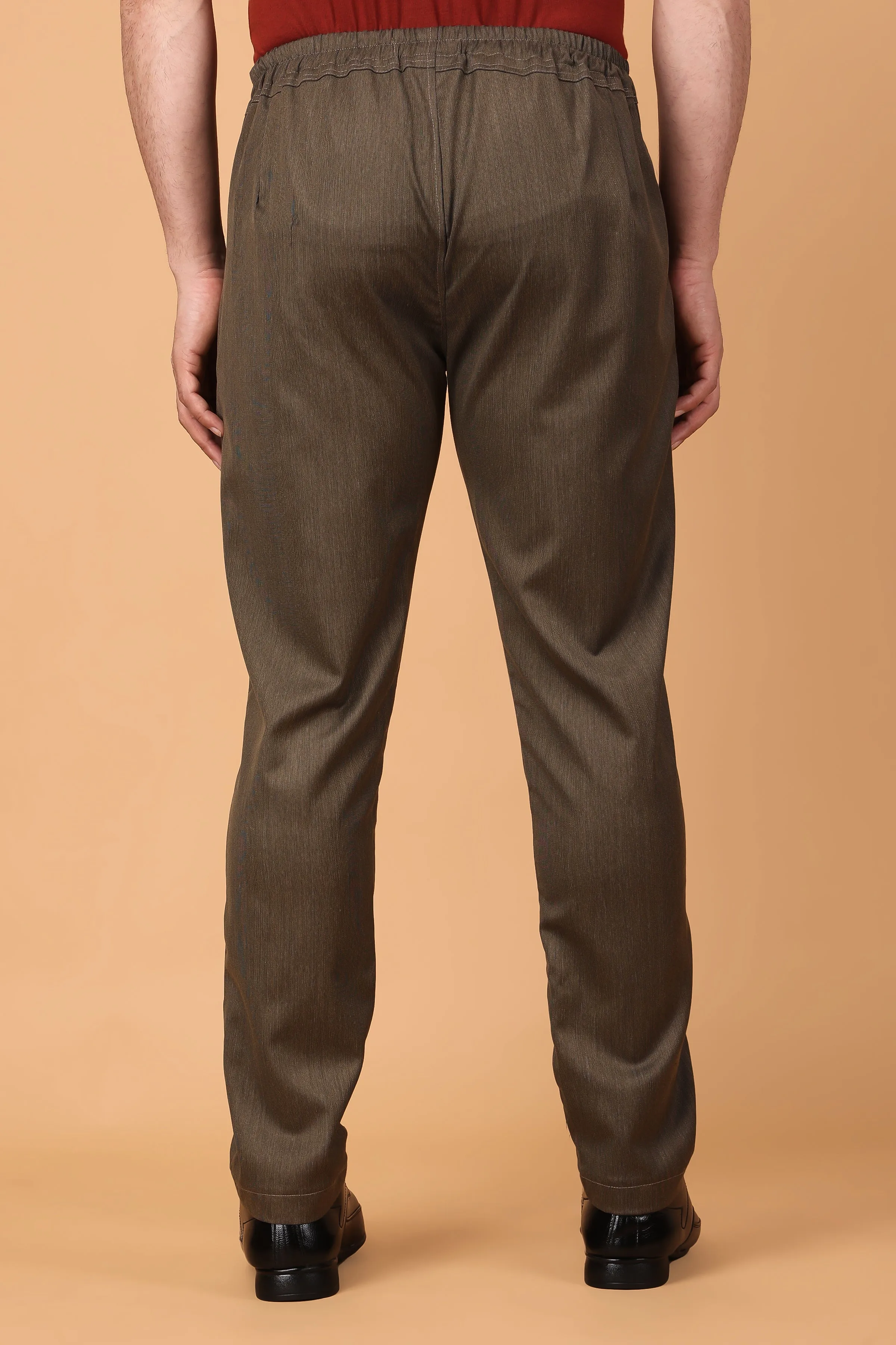 Cinnamon Textured Comfort Fit Trousers