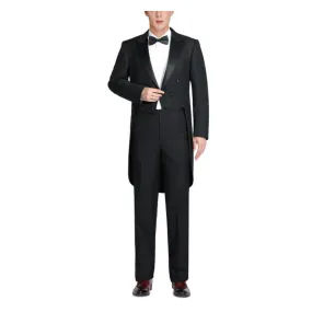 Classic Black Tailcoat Tuxedo Jacket and Pant Set