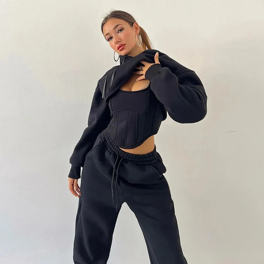 Sure! Here’s an optimized title for your e-commerce product:

Chic Womens 3-Piece Jogger Set: Classic Tank Top, Long Sleeve Crop Top & Stylish Bandage Pants for Trendy Streetwear

This title adds modifiers to highlight the style, functionality, and fashion appeal of the product.