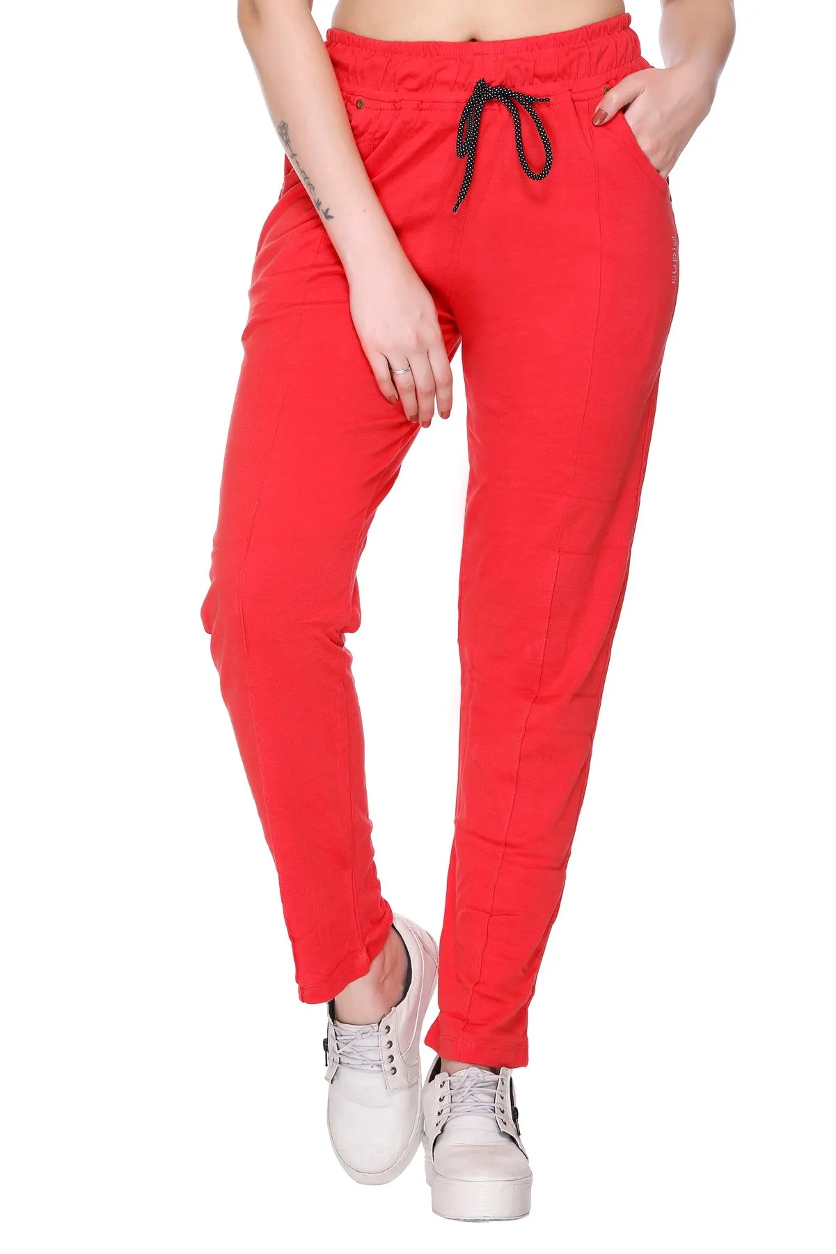 Cotton Track Pants For Women Pack of 2  (Blush Pink/Red)