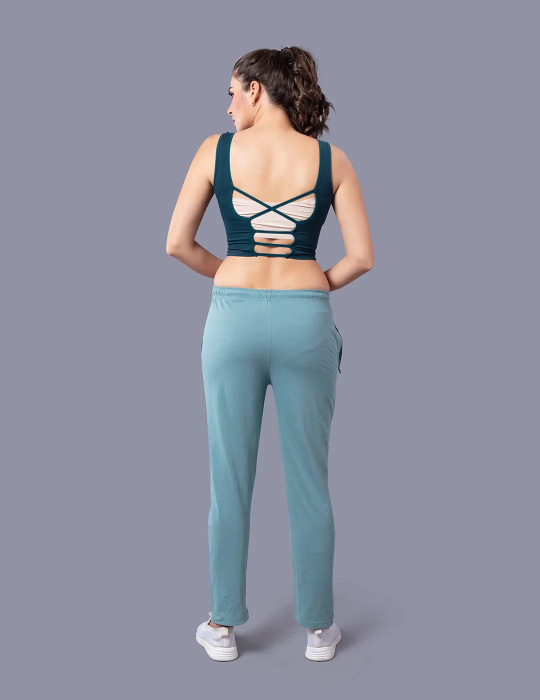 Cotton Track Pants For Women - Sage