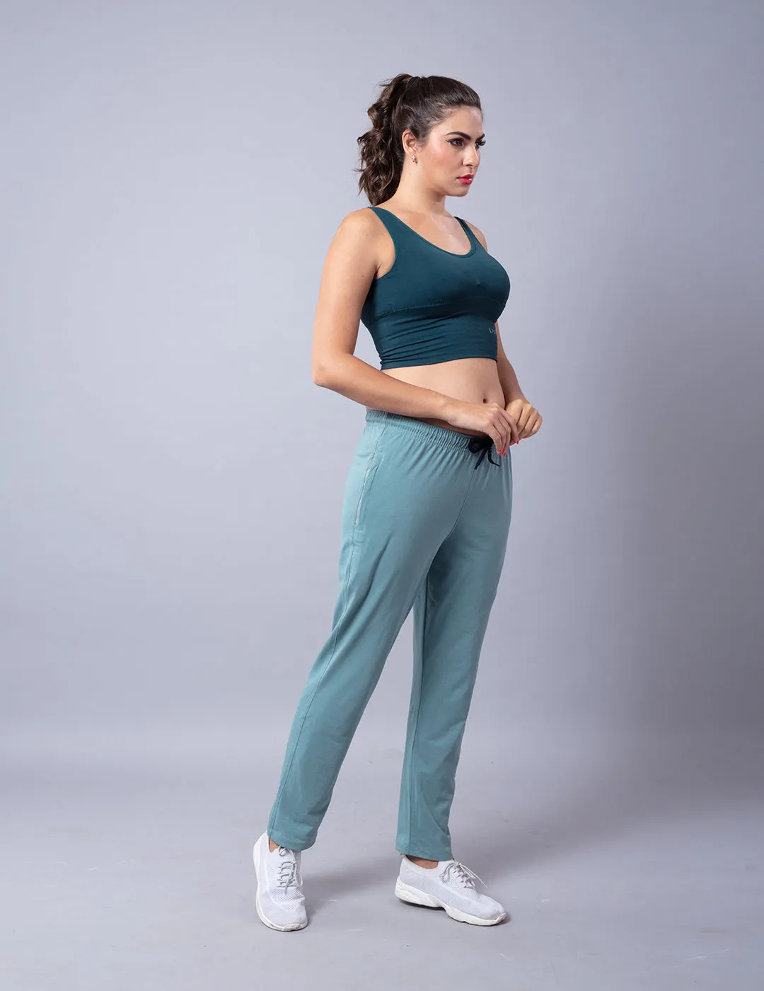 Cotton Track Pants For Women - Sage