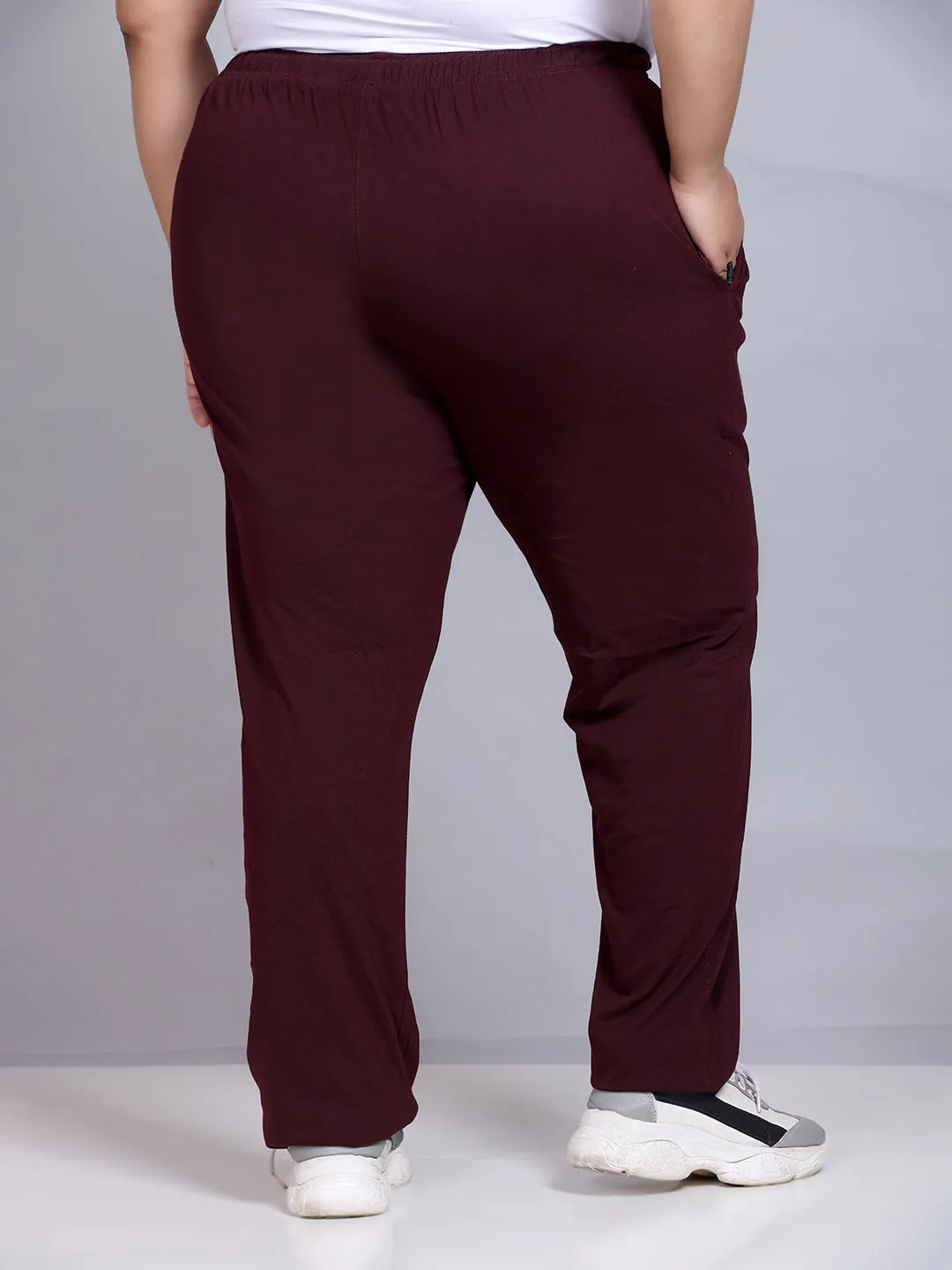 Cotton Track Pants For Women - Wine