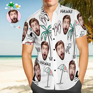 Custom Face Beach Shirts Personalized Summer Holiday Short Sleeve Hawaiian Shirt