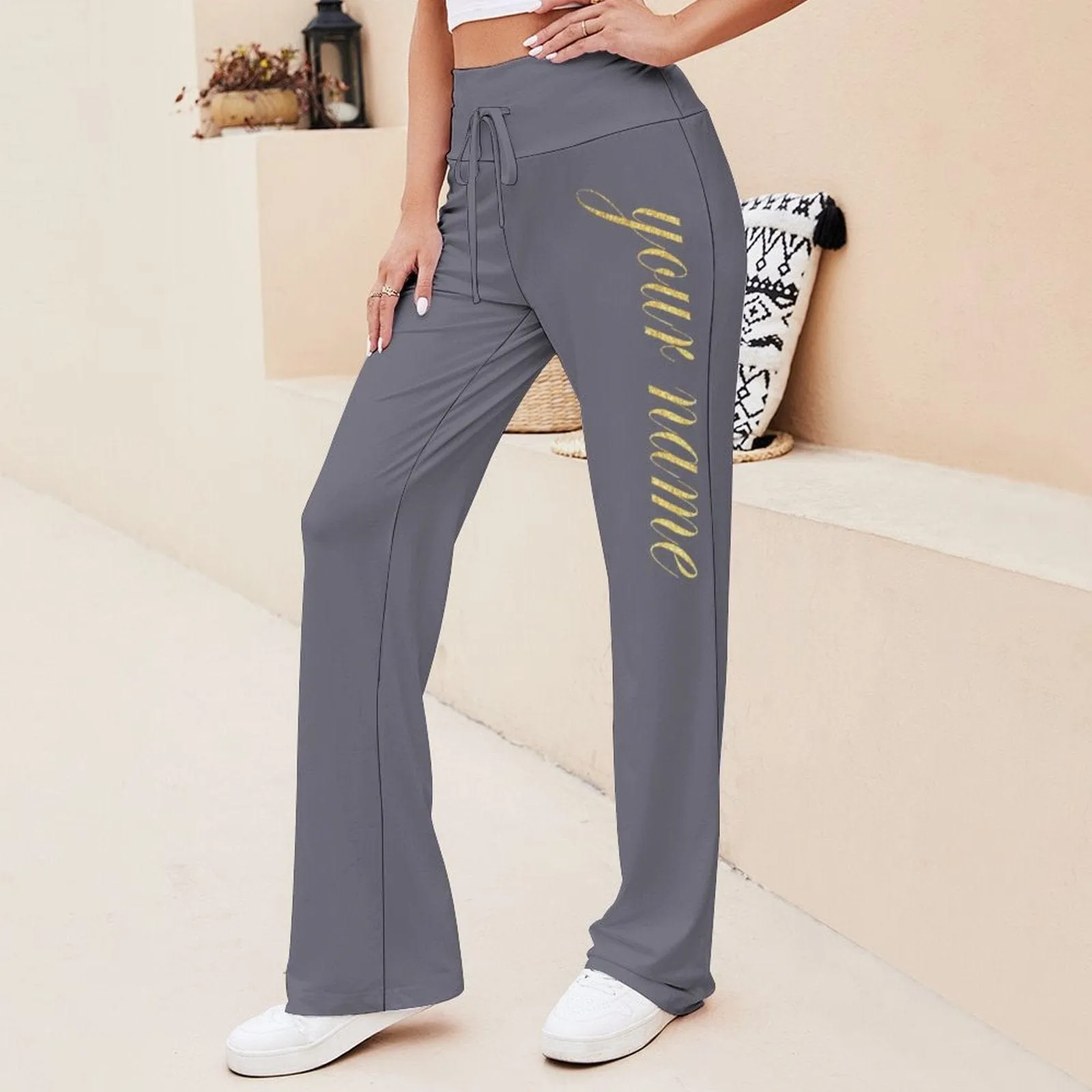 Custom Name Women's Straight-Leg Loose Comfy Drawstring Lounge Pants for Yoga Running Sporting