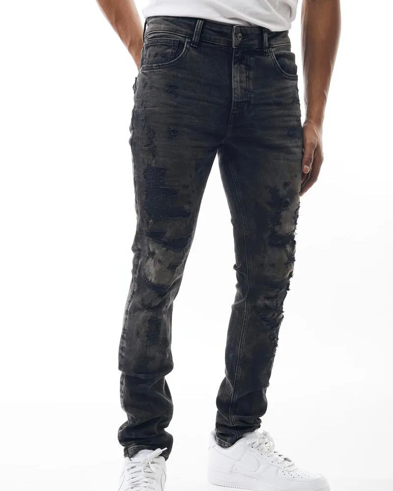 Distressed Washed Denim Jean