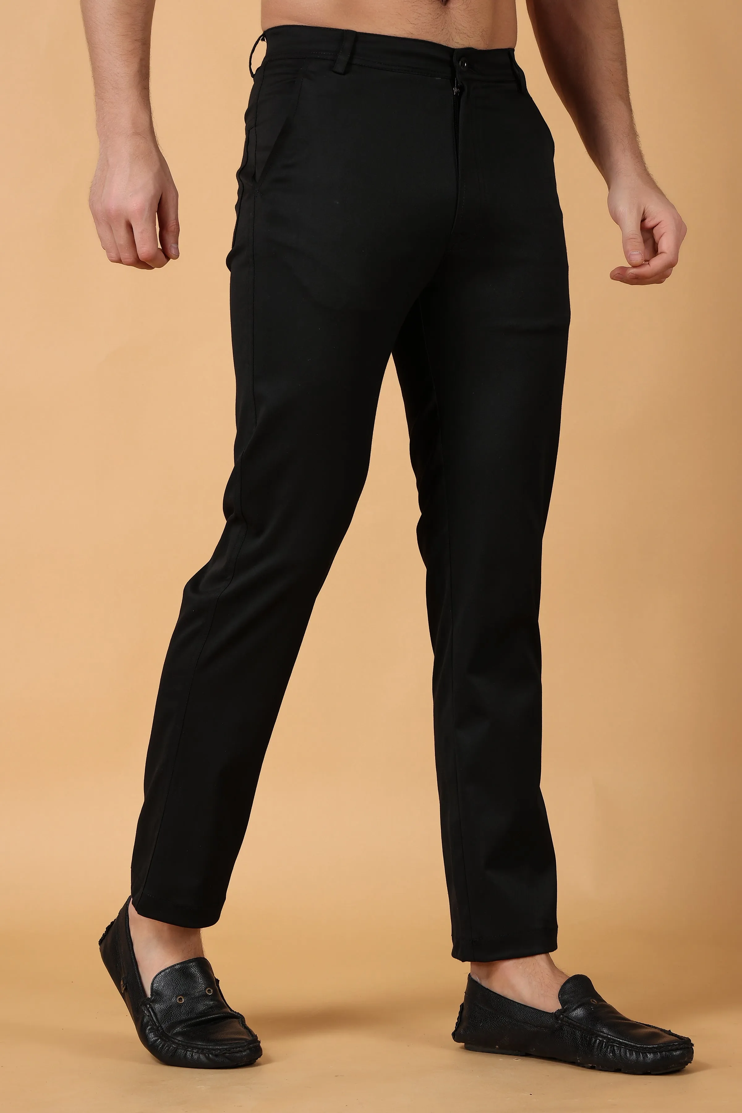 Eerie Black Lycra Chinos