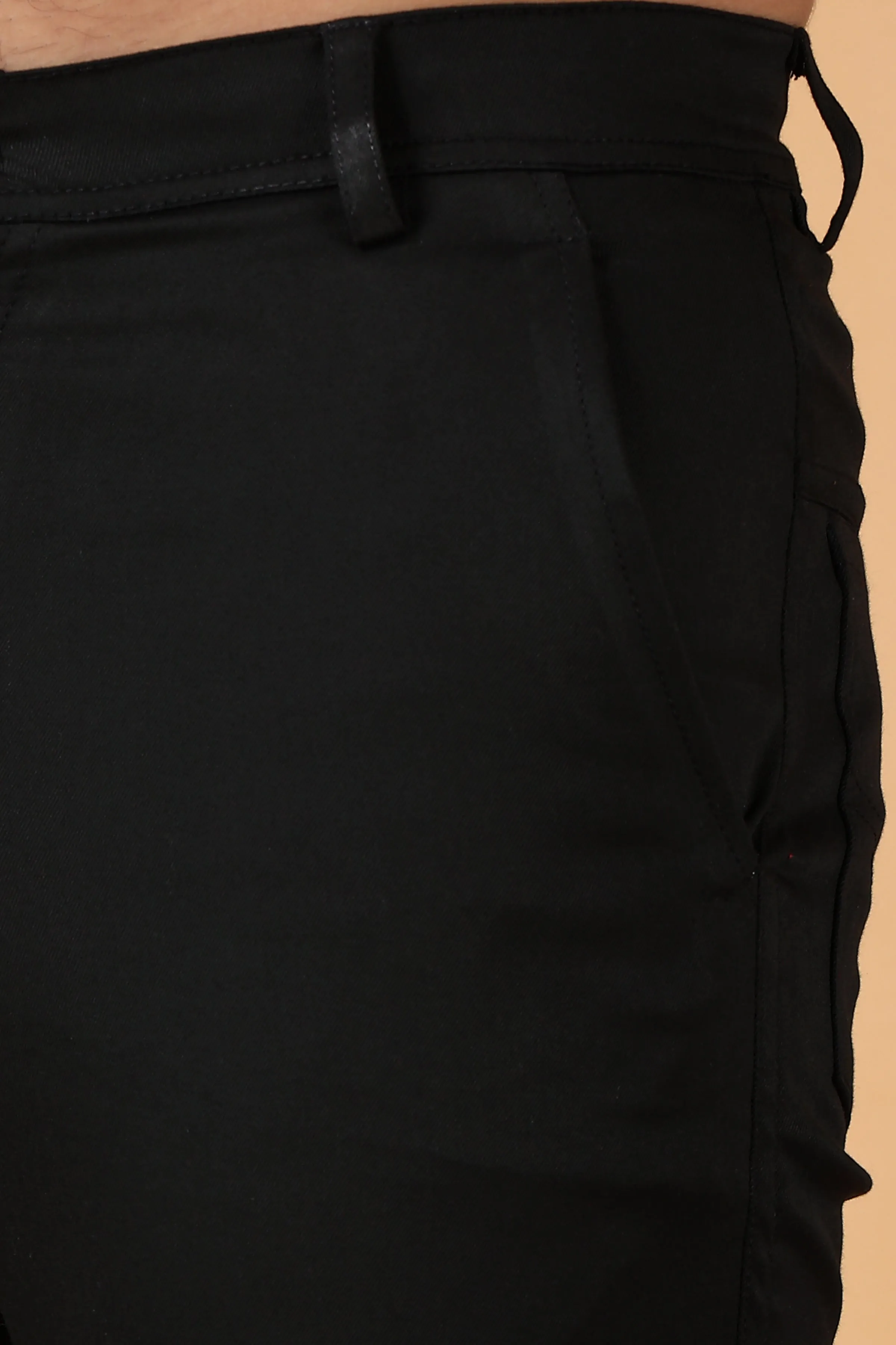 Eerie Black Lycra Chinos