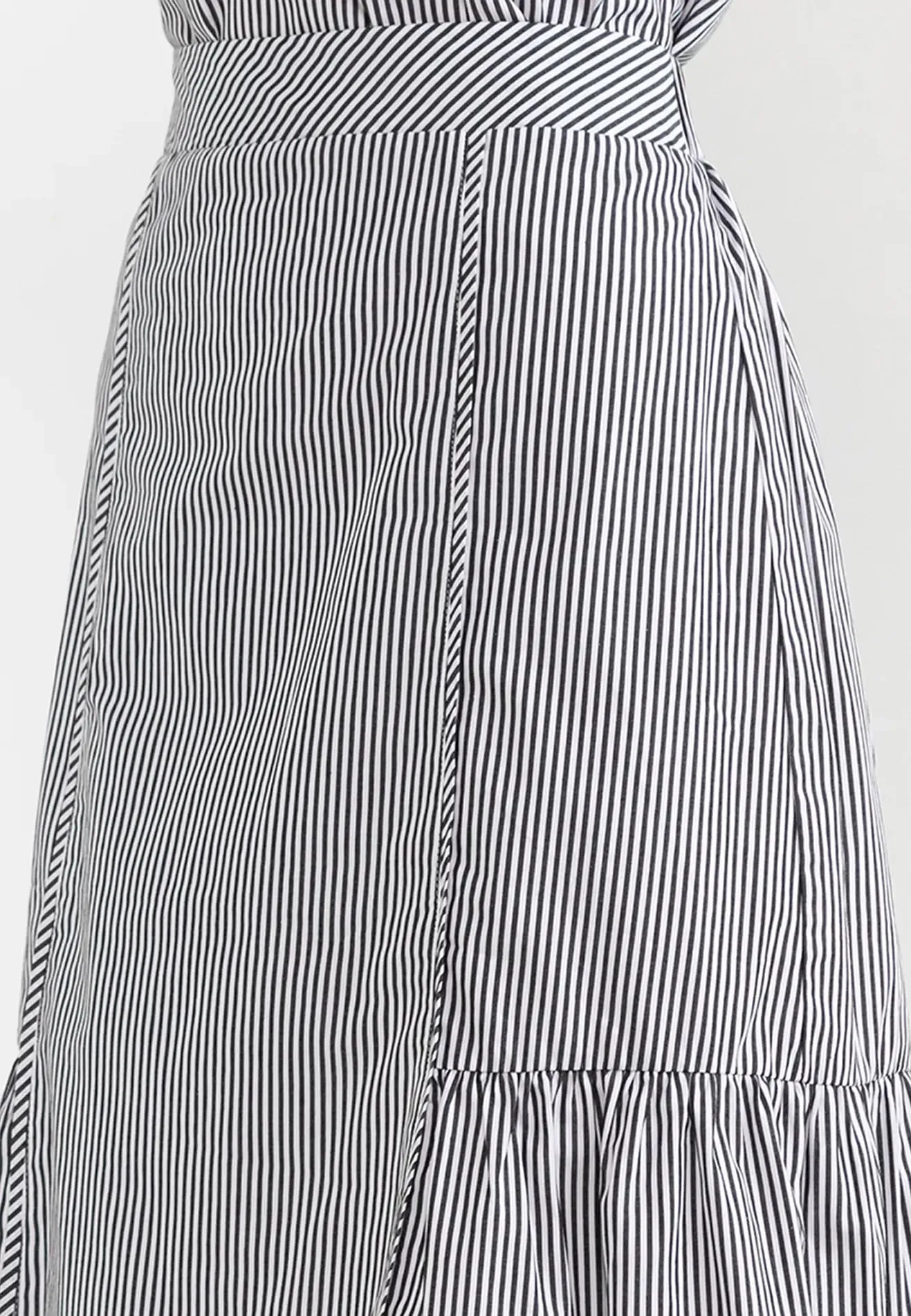 ELLE Apparel Striped A-line Midi Skirt