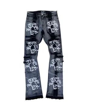 Exalted Paint Heavy Wash Stacked Jeans for Men - Stylish, Comfortable, and Trendy Denim