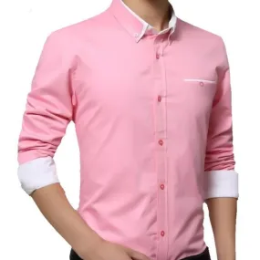 Exclusive Designer Pink Cotton Button-Up Shirt For Men