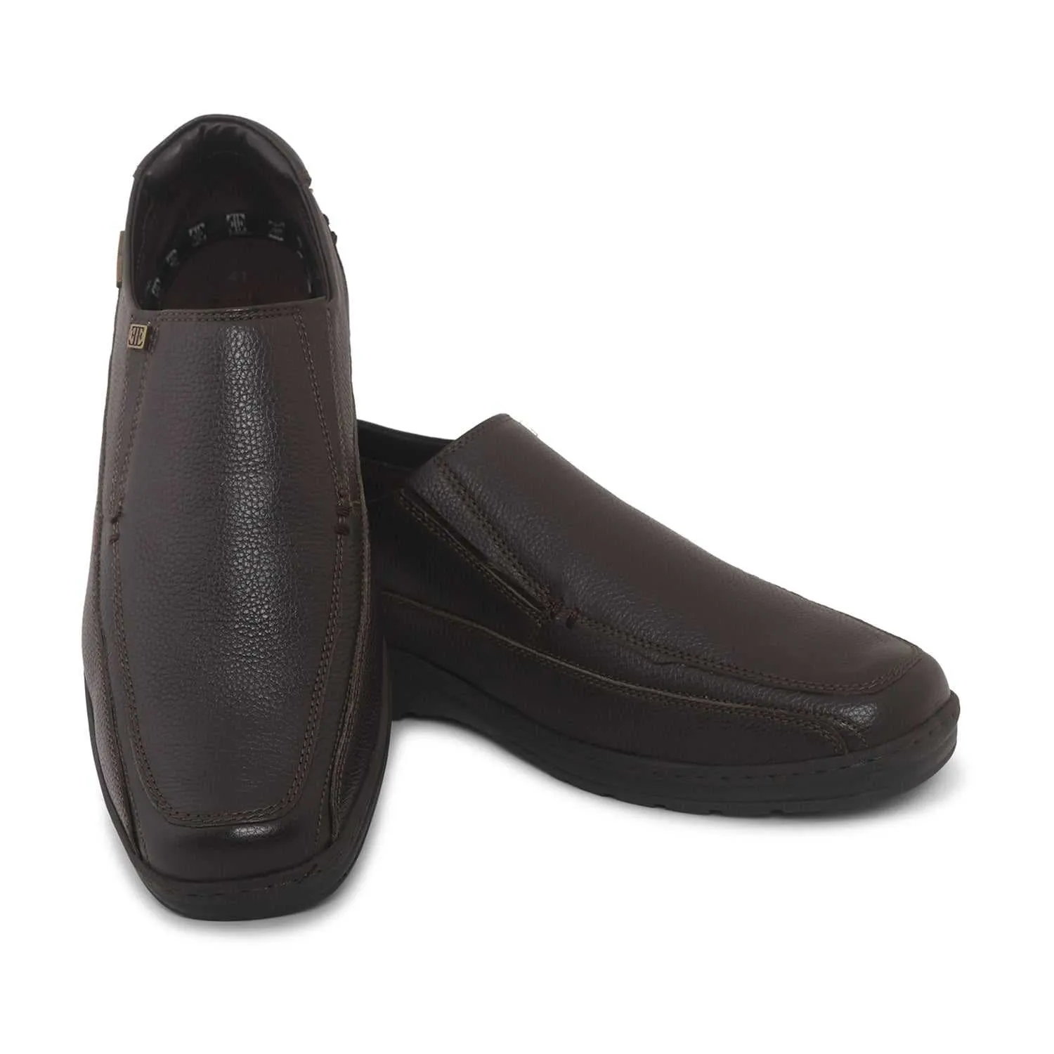 Ezok Brown Leather Slipon Shoes