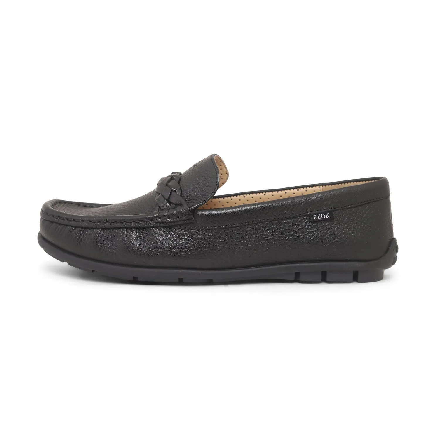 Ezok Mens Black Moccasin Driving Leather Loafers