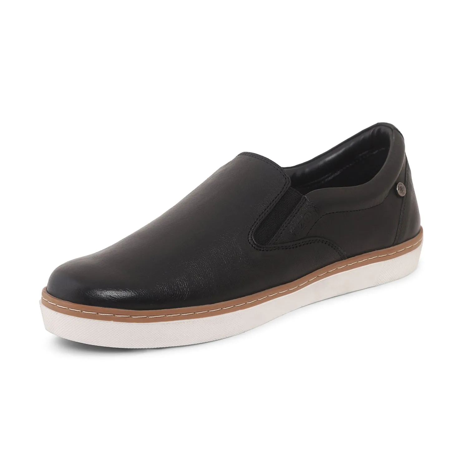 Ezok Mens Black Slip-On Sneakers