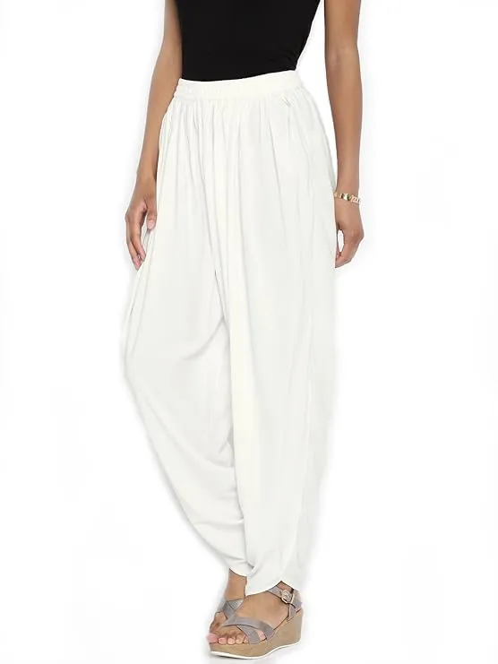 Fabulous White Cotton Tulip Pants For Women