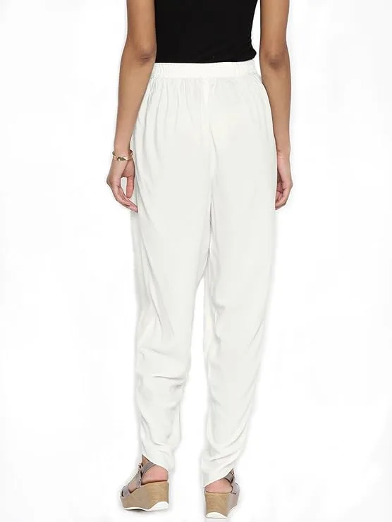 Fabulous White Cotton Tulip Pants For Women