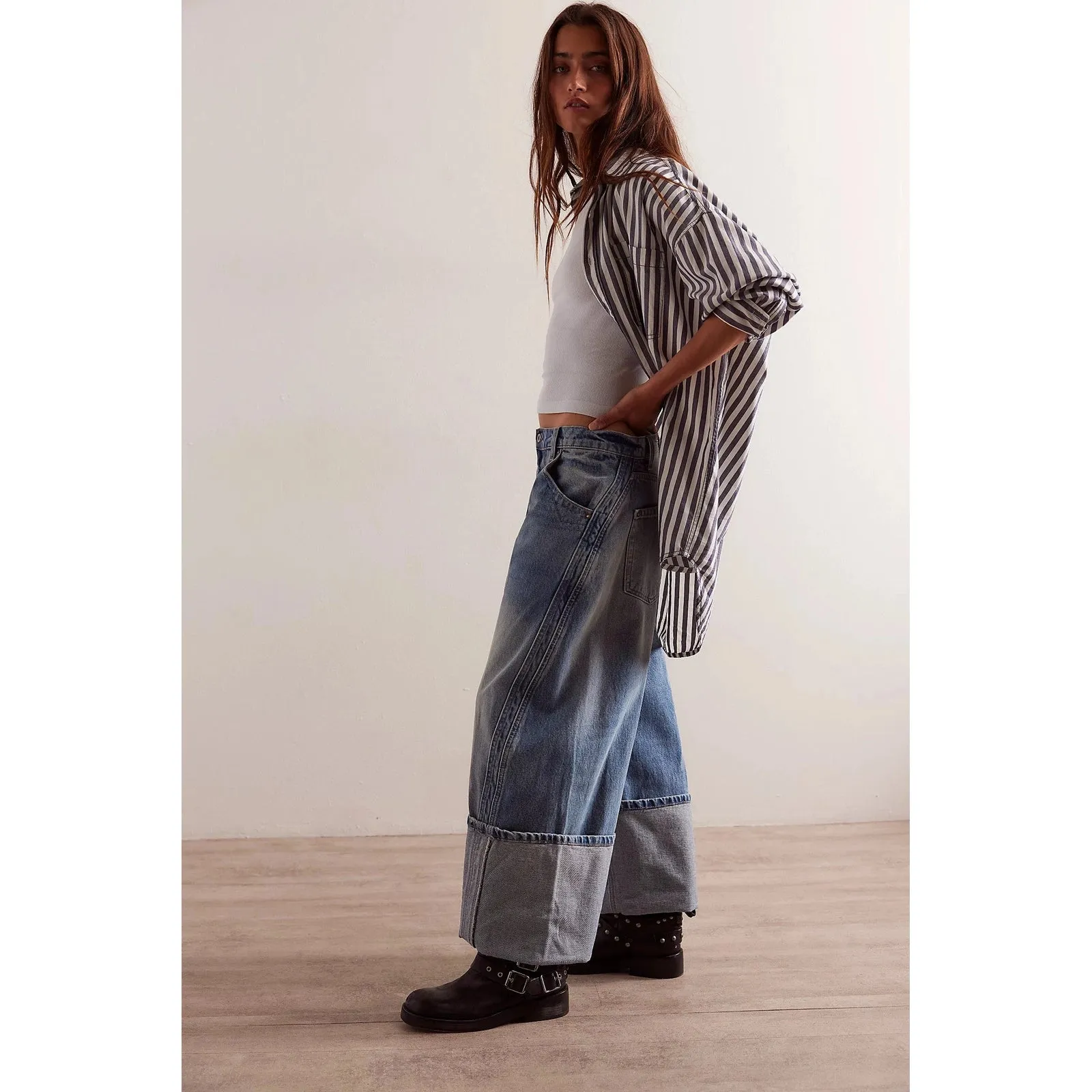 Free People Olsen Cuffed Barrel Jean