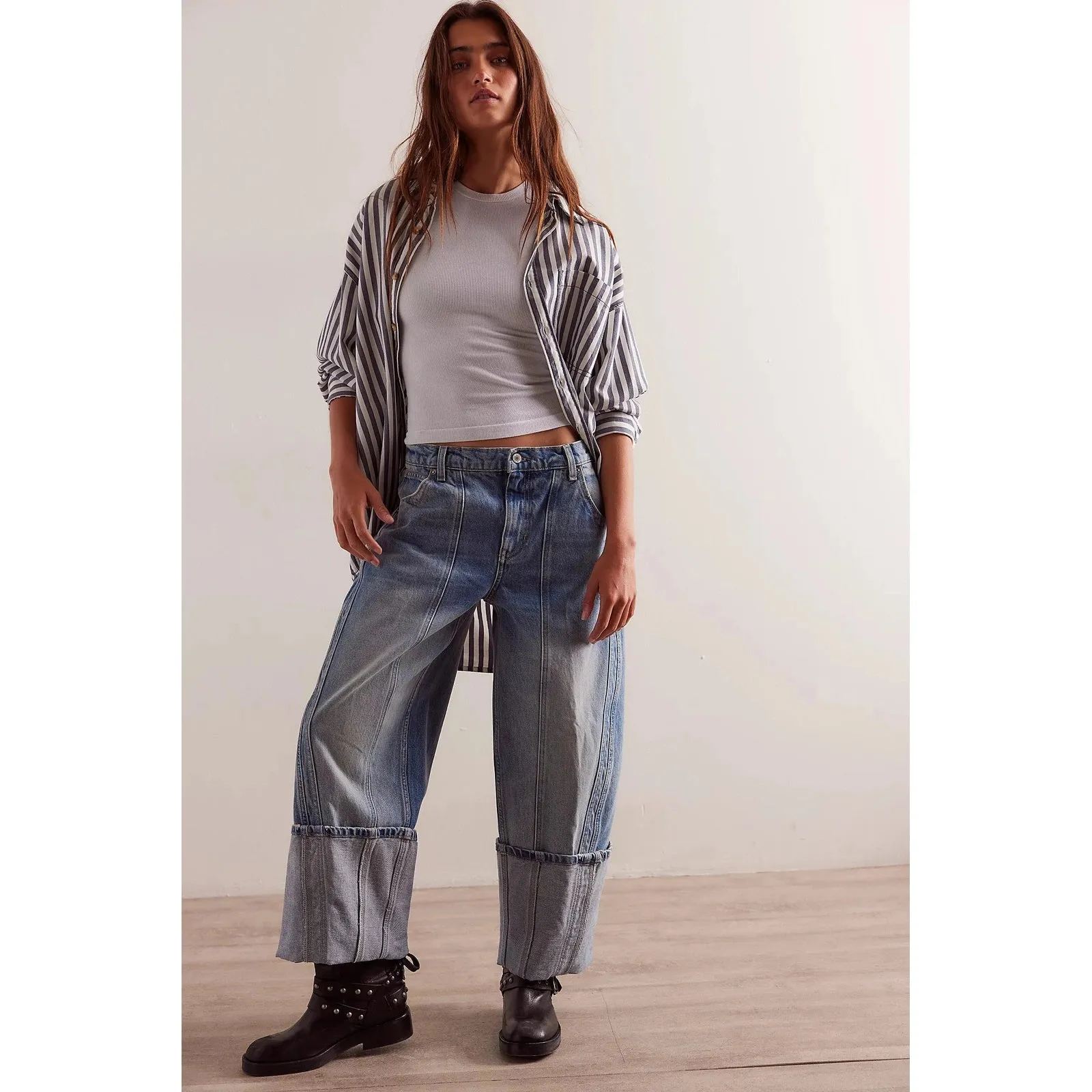 Free People Olsen Cuffed Barrel Jean