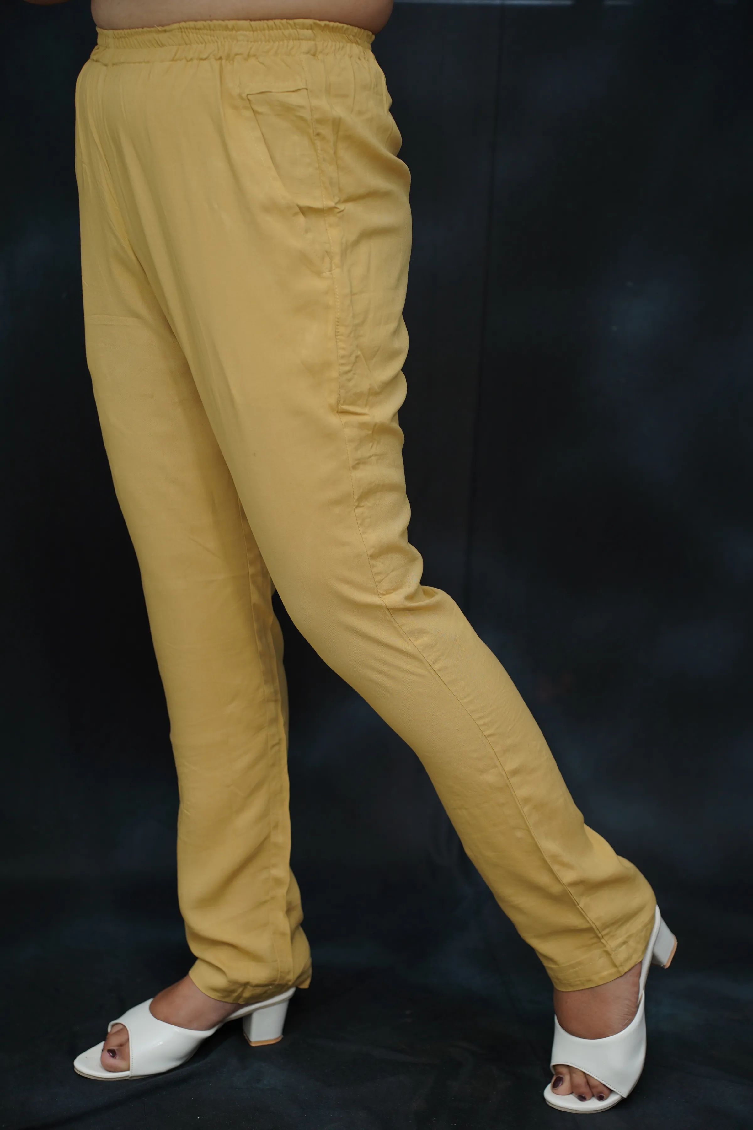 French Beige Rayon Kurti Pant