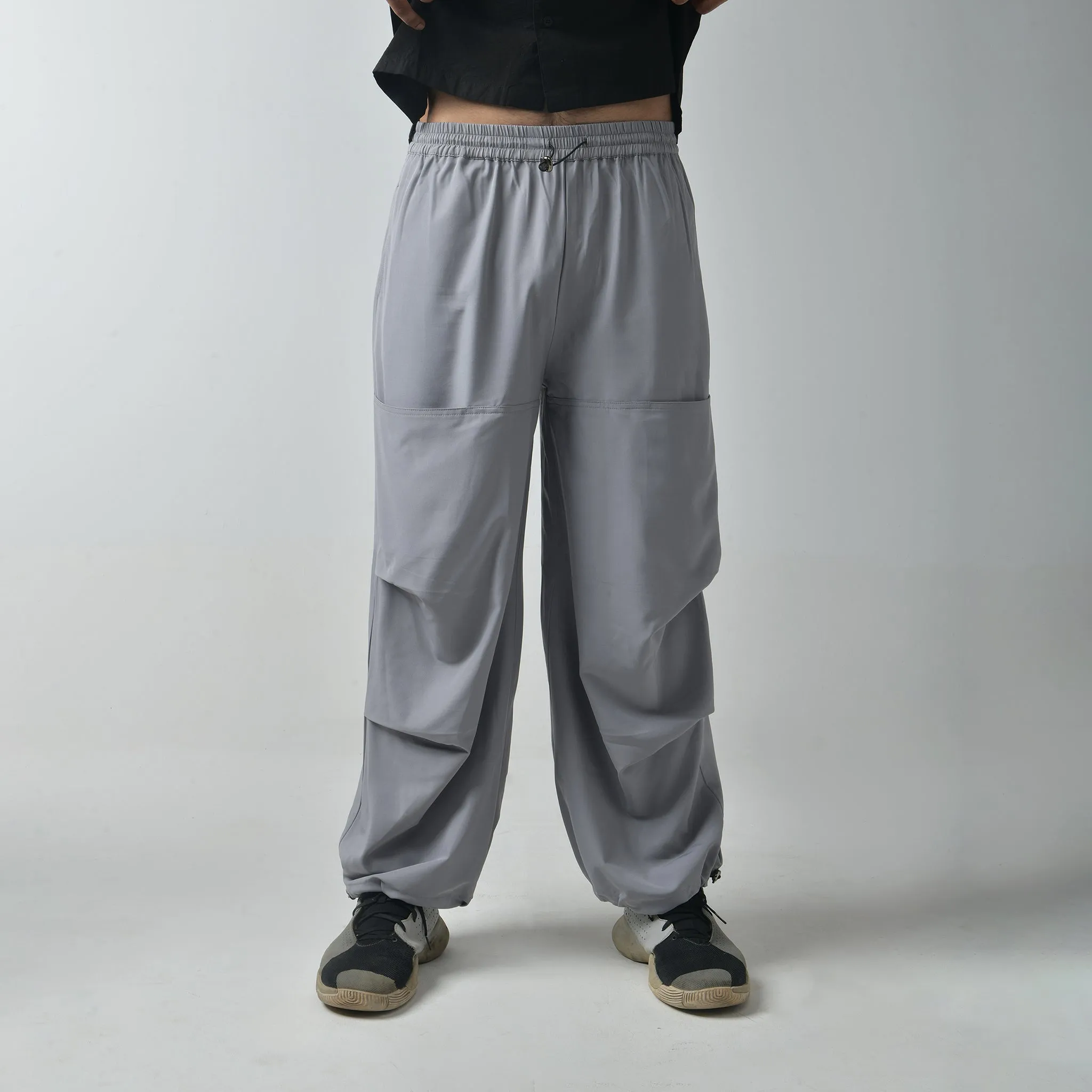 Mens Grey Air Toji Parachute Pants - Lightweight, Stylish Cargo Trousers for Ultimate Comfort and Versatility