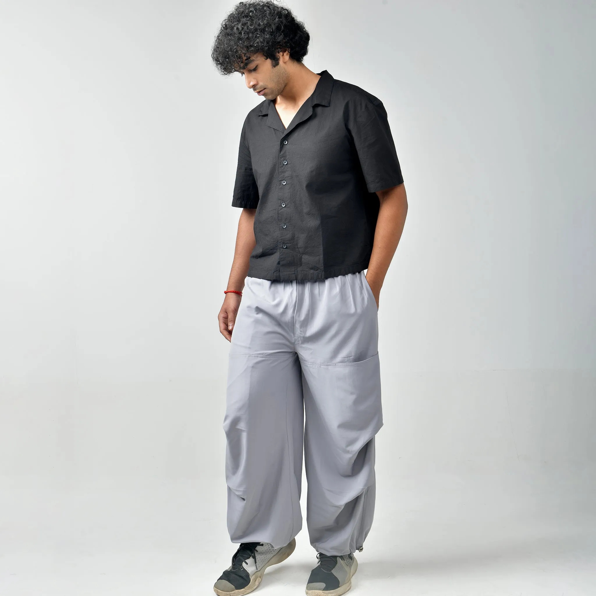 Mens Grey Air Toji Parachute Pants - Lightweight, Stylish Cargo Trousers for Ultimate Comfort and Versatility