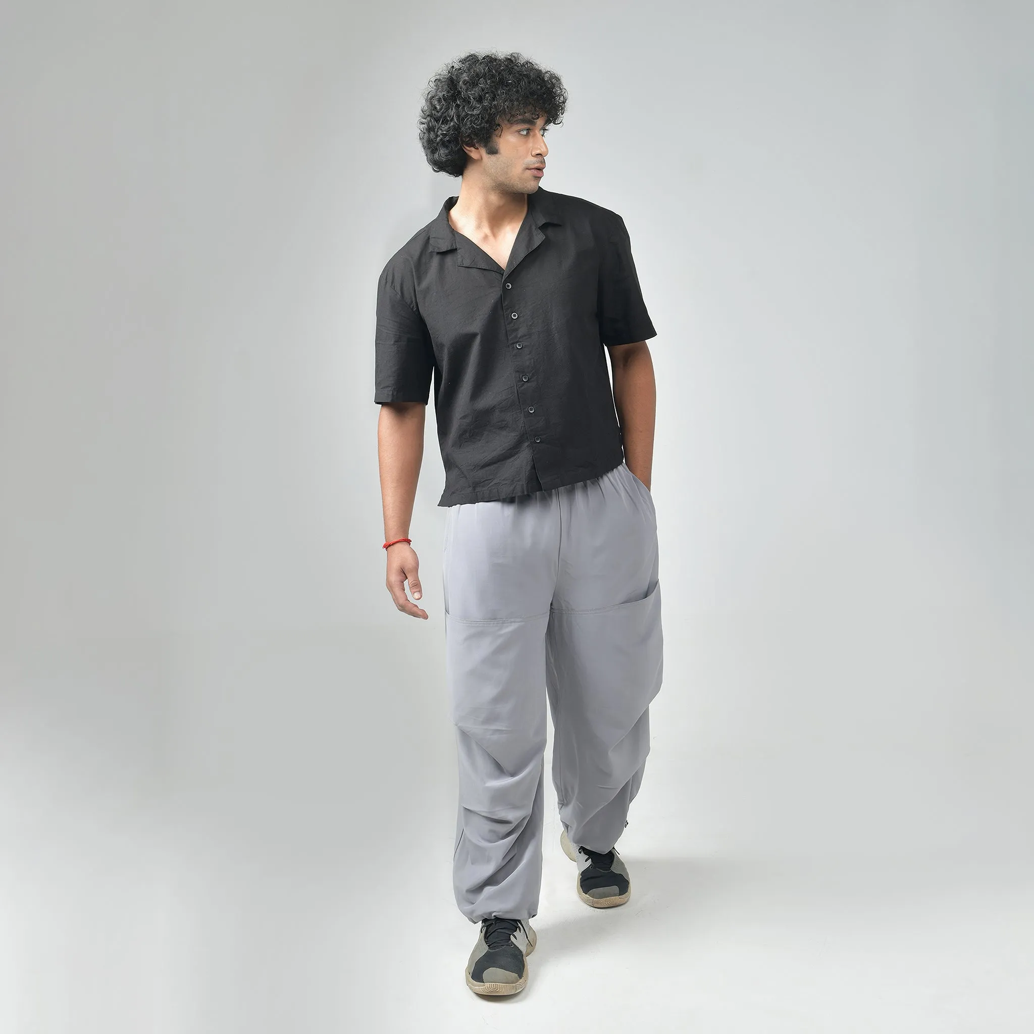 Mens Grey Air Toji Parachute Pants - Lightweight, Stylish Cargo Trousers for Ultimate Comfort and Versatility