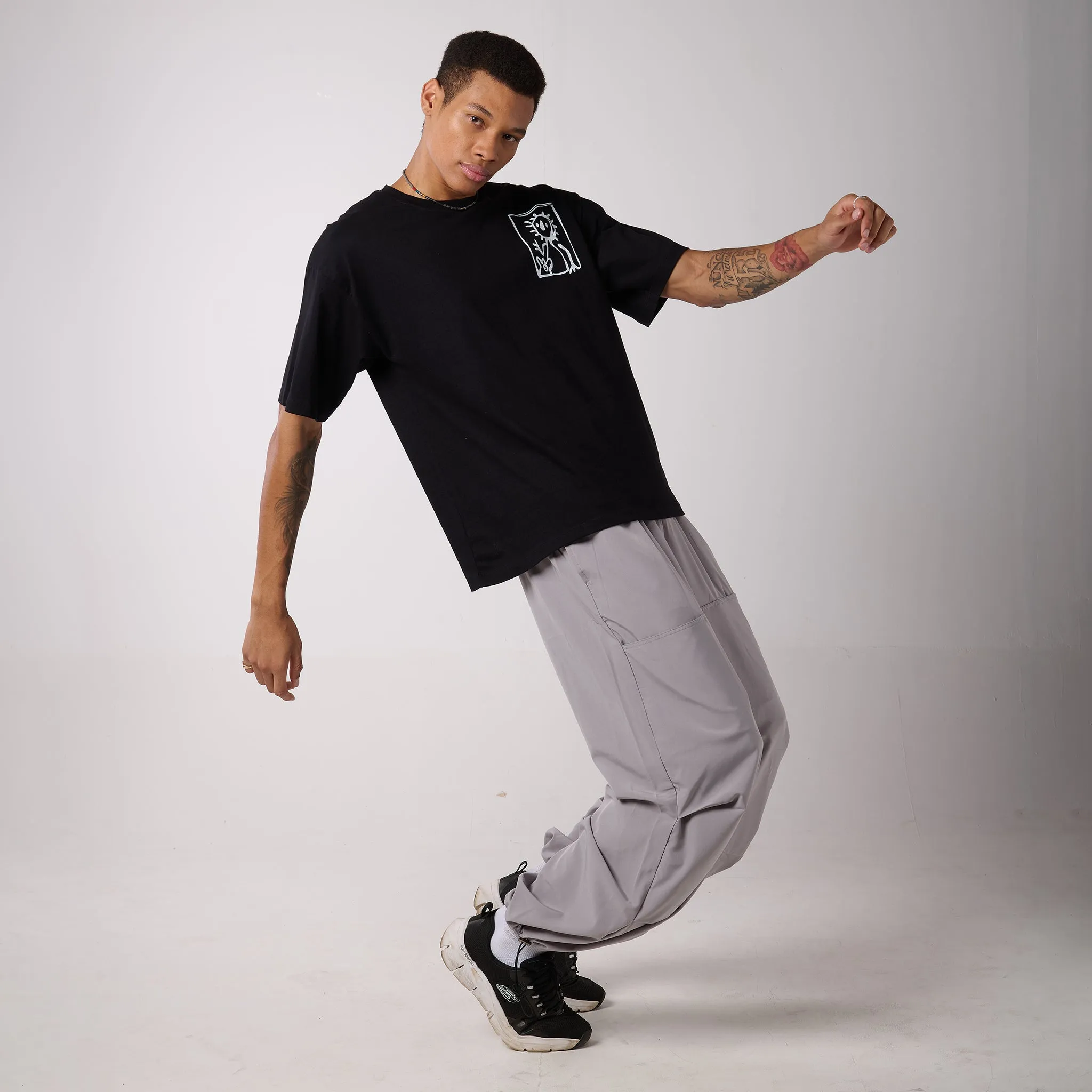 Mens Grey Air Toji Parachute Pants - Lightweight, Stylish Cargo Trousers for Ultimate Comfort and Versatility