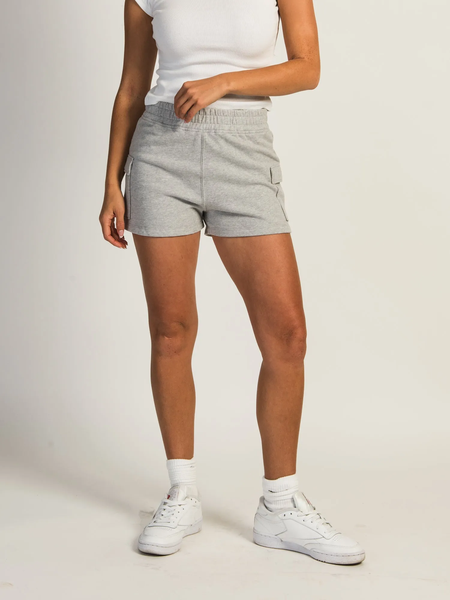 HARLOW HEIDI FLEECE MELANGE SHORT - HEATHER GREY