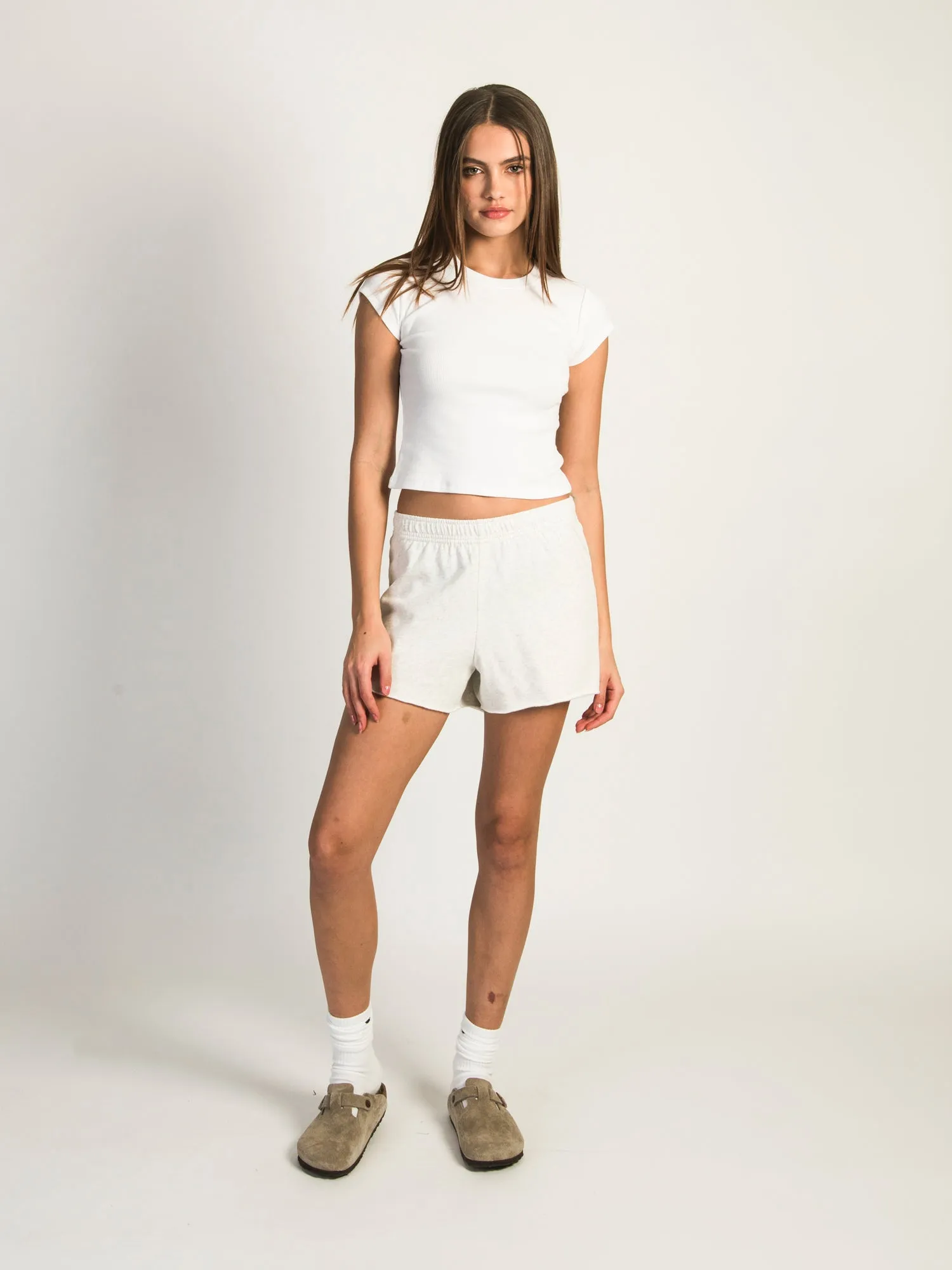 HARLOW SAMMY MELANGE SHORTS - HEATHER CLOUD WHITE