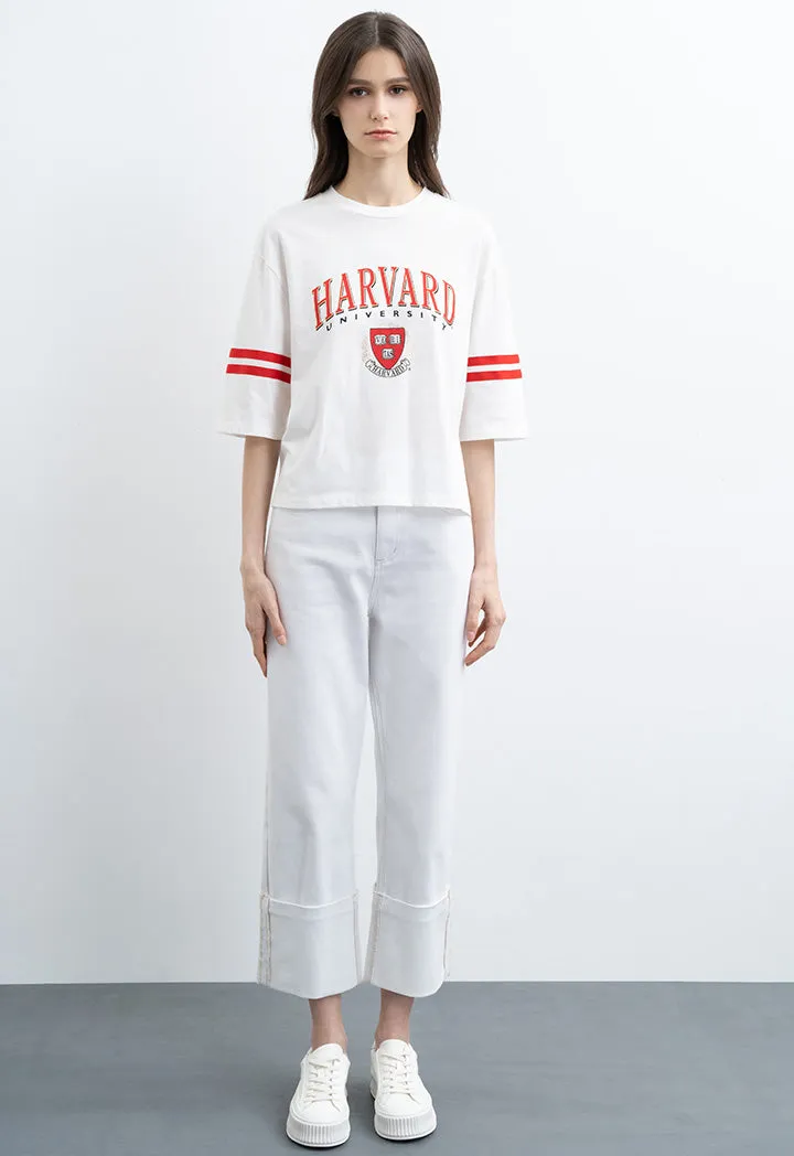 Harvard Printed Stripe Sleeve T-Shirt