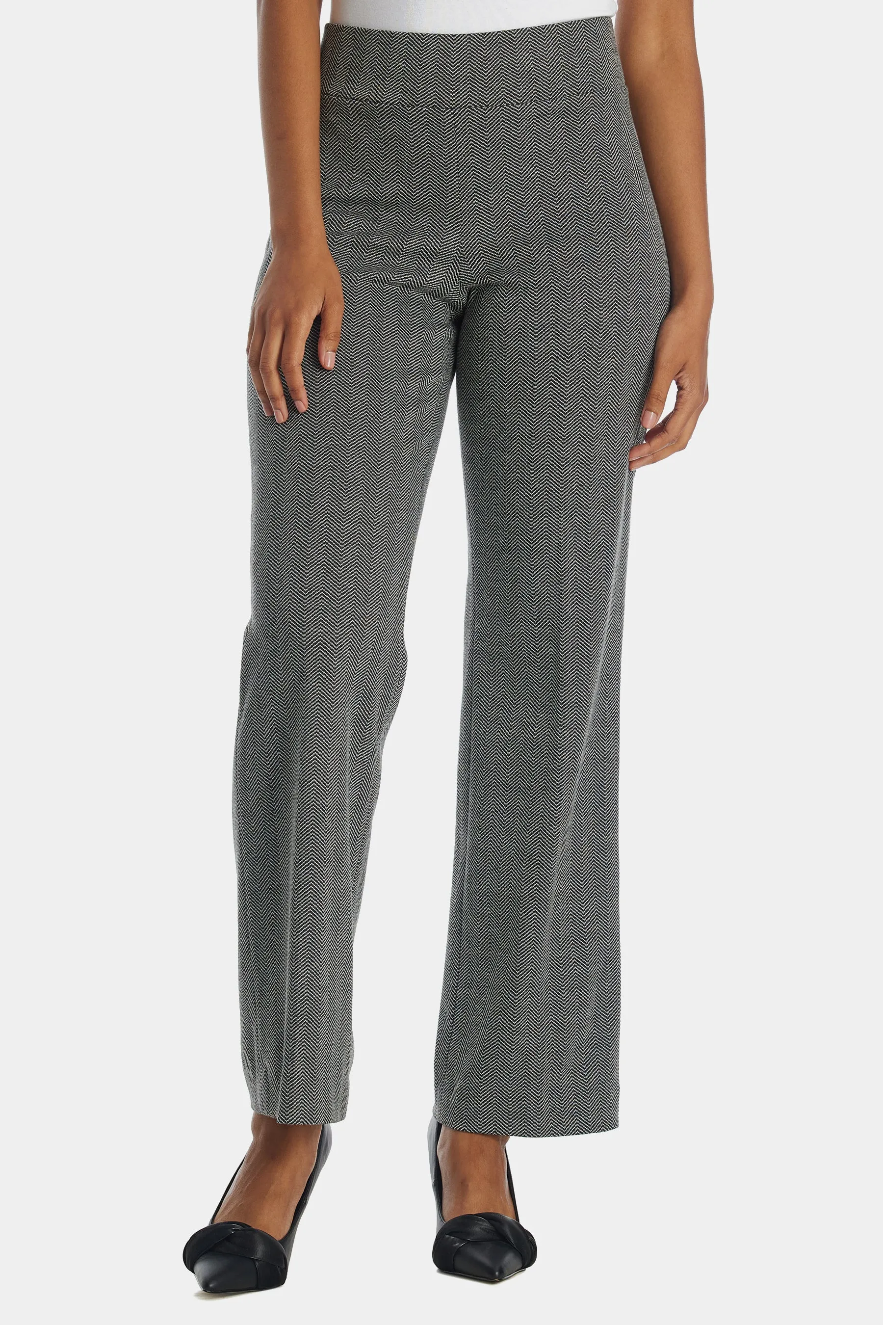 Herringbone Pull On Wide Leg Pants